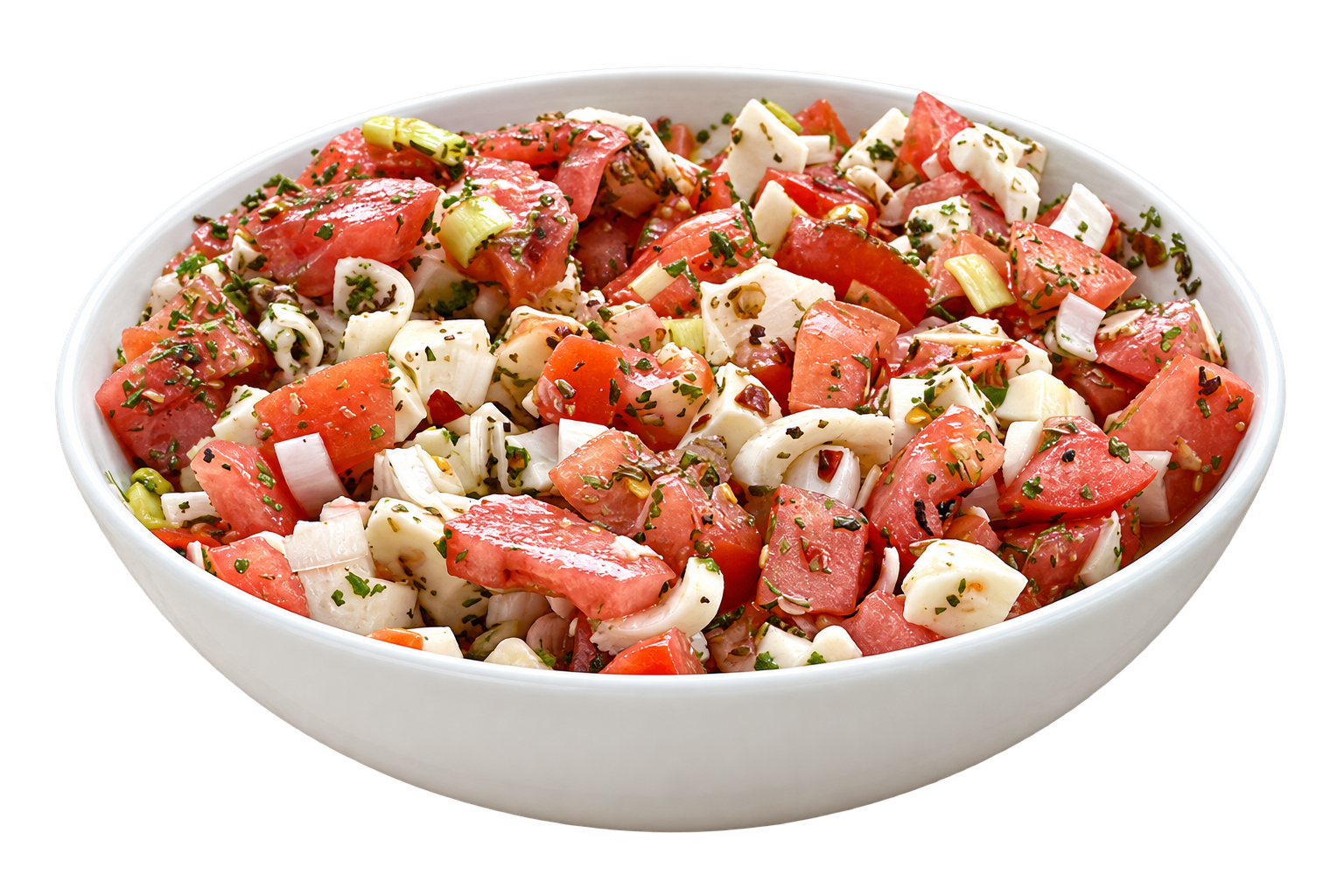 Bol de salade tomates et mozzarella assaisonnée