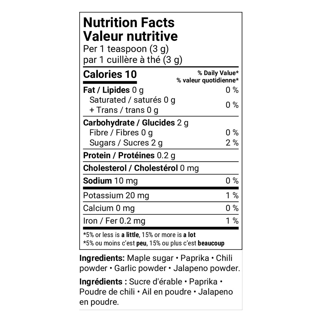Valeur nutritive – Érable BBQ piquant