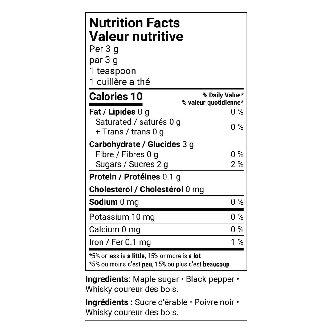 Valeur nutritive – Poivre érable et Coureur des bois